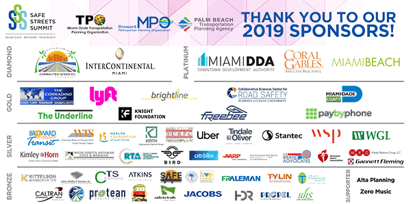 Thank you to the sponsors of the 2019 Safe Streets Summit!