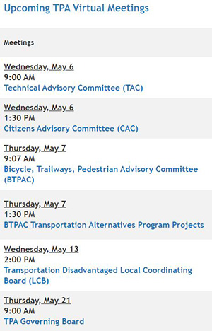 TPA Virtual Meetings in May 2020