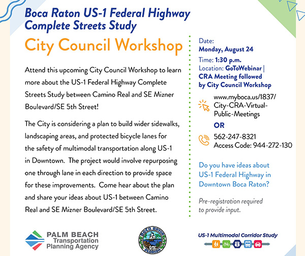 Announcement of Boca Raton City Council Workshop, 8/24/2020