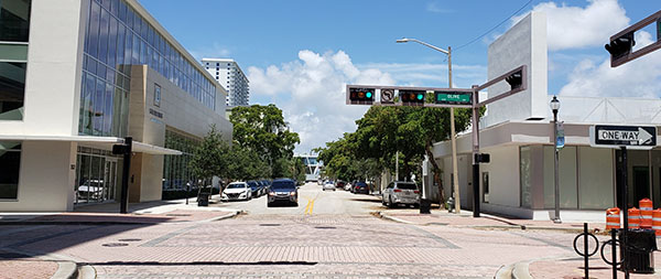 Datura Street - looking west from Olive Ave.